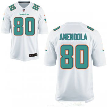 Men's Miami Dolphins #80 Danny Amendola White Road Stitched NFL Nike Game Jersey