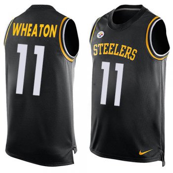 Men's Pittsburgh Steelers #11 Markus Wheaton Black Hot Pressing Player Name & Number Nike NFL Tank Top Jersey