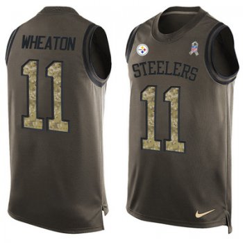 Men's Pittsburgh Steelers #11 Markus Wheaton Green Salute to Service Hot Pressing Player Name & Number Nike NFL Tank Top Jersey