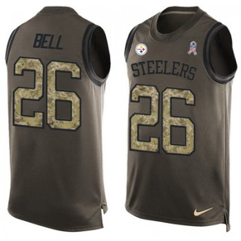 Men's Pittsburgh Steelers #26 Le'Veon Bell Green Salute to Service Hot Pressing Player Name & Number Nike NFL Tank Top Jersey