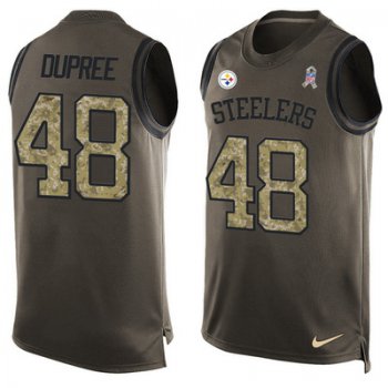 Men's Pittsburgh Steelers #48 Bud Dupree Green Salute to Service Hot Pressing Player Name & Number Nike NFL Tank Top Jersey
