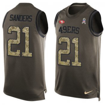 Men's San Francisco 49ers #21 Deion Sanders Green Salute to Service Hot Pressing Player Name & Number Nike NFL Tank Top Jersey