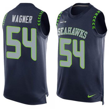 Men's Seattle Seahawks #54 Bobby Wagner Navy Blue Hot Pressing Player Name & Number Nike NFL Tank Top Jersey