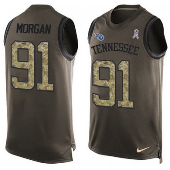 Men's Tennessee Titans #91 Derrick Morgan Green Salute to Service Hot Pressing Player Name & Number Nike NFL Tank Top Jersey
