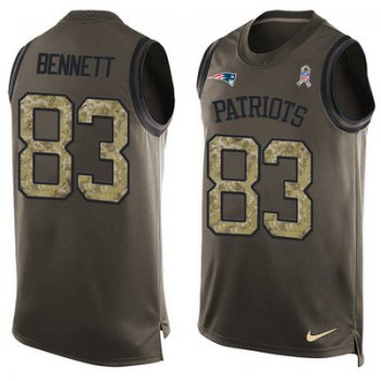 Men's New England Patriots #83 Martellus Bennett Green Salute to Service Hot Pressing Player Name & Number Nike NFL Tank Top Jersey