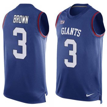 Men's New York Giants #3 Josh Brown Royal Blue Hot Pressing Player Name & Number Nike NFL Tank Top Jersey