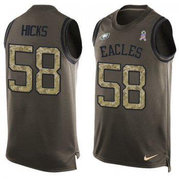 Men's Philadelphia Eagles #58 Jordan Hicks Green Salute to Service Hot Pressing Player Name & Number Nike NFL Tank Top Jersey
