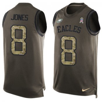 Men's Philadelphia Eagles #8 Donnie Jones Green Salute to Service Hot Pressing Player Name & Number Nike NFL Tank Top Jersey