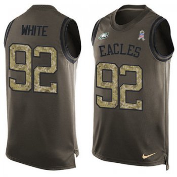 Men's Philadelphia Eagles #92 Reggie White Green Salute to Service Hot Pressing Player Name & Number Nike NFL Tank Top Jersey