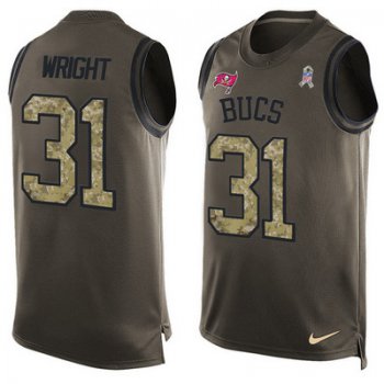 Men's Tampa Bay Buccaneers #31 Major Wright Green Salute to Service Hot Pressing Player Name & Number Nike NFL Tank Top Jersey