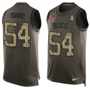 Men's Tampa Bay Buccaneers #54 Lavonte David Green Salute to Service Hot Pressing Player Name & Number Nike NFL Tank Top Jersey