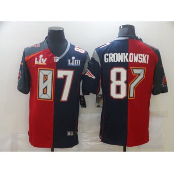 Men's Tampa Bay Buccaneers #87 Rob Gronkowski Red Navy Blue Super Bowl Patch Two Tone Vapor Untouchable Stitched NFL Nike Limited Jersey