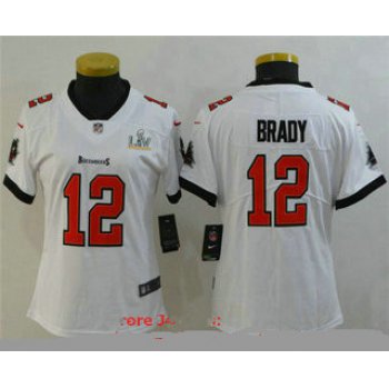 Women's Tampa Bay Buccaneers #12 Tom Brady White 2021 Super Bowl LV Vapor Untouchable Stitched Nike Limited NFL Jerse