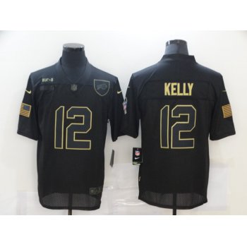 Men's Buffalo Bills #12 Jim Kelly Black 2020 Salute To Service Stitched NFL Nike Limited Jersey