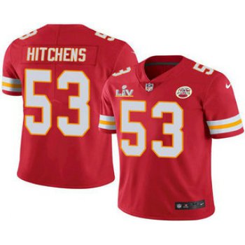 Men's Kansas City Chiefs #53 Anthony Hitchens Red 2021 Super Bowl LV Limited Stitched NFL Jersey