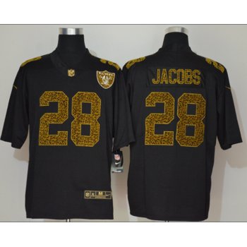 Men's Las Vegas Raiders #28 Josh Jacobs Black 2020 Nike Flocked Leopard Print Vapor Limited NFL Jersey
