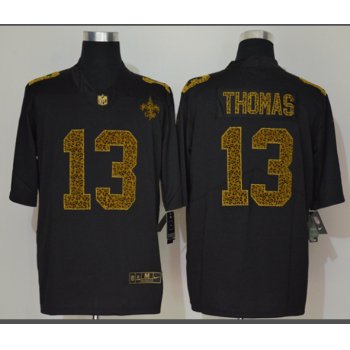 Men's New Orleans Saints #13 Michael Thomas Black 2020 Nike Flocked Leopard Print Vapor Limited NFL Jersey