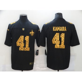 Men's New Orleans Saints #41 Alvin Kamara Black Leopard Print Fashion Vapor Limited Nike NFL Jersey
