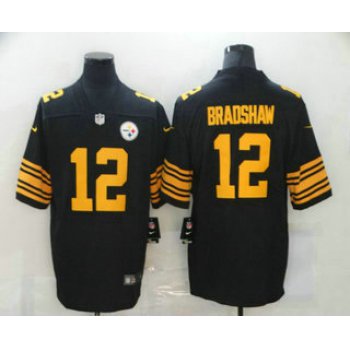 Men's Pittsburgh Steelers #12 Terry Bradshaw Black 2016 Color Rush Stitched NFL Nike Limited Jersey