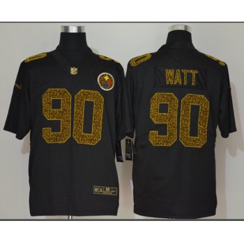 Men's Pittsburgh Steelers #90 T. J. Watt Black 2020 Nike Flocked Leopard Print Vapor Limited NFL Jersey