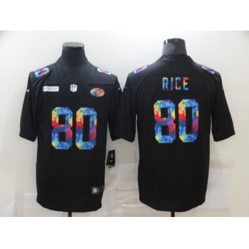 Men's San Francisco 49ers #80 Jerry Rice Multi-Color Black 2020 NFL Crucial Catch Vapor Untouchable Nike Limited Jersey