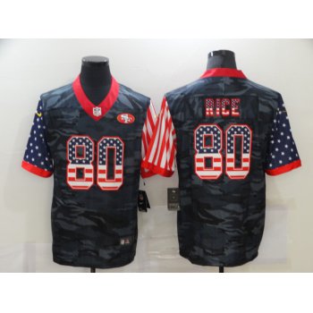 Men's San Francisco 49ers #80 Jerry Rice USA Camo 2020 Salute To Service Stitched NFL Nike Limited Jersey