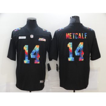Men's Seattle Seahawks #14 D.K. Metcalf Multi-Color Black 2020 NFL Crucial Catch Vapor Untouchable Nike Limited Jersey