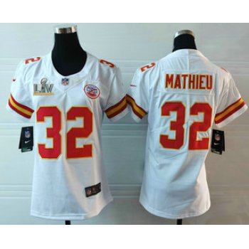 Women's Kansas City Chiefs #32 Tyrann Mathieu White 2021 Super Bowl LV Vapor Untouchable Stitched Nike Limited NFL Jersey
