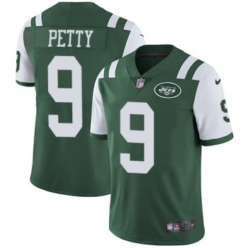 Nike New York Jets #9 Bryce Petty Green Team Color Men's Stitched NFL Vapor Untouchable Limited Jersey