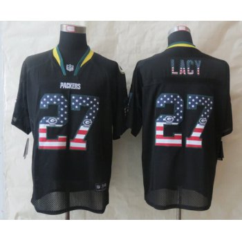 Nike Green Bay Packers #27 Eddie Lacy 2014 USA Flag Fashion Black Elite Jersey
