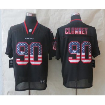 Nike Houston Texans #90 Jadeveon Clowney 2014 USA Flag Fashion Black Elite Jersey