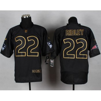 Nike New England Patriots #22 Stevan Ridley 2014 All Black/Gold Elite Jersey