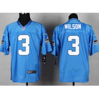 Nike Seattle Seahawks #3 Russell Wilson Light Blue Elite Jersey