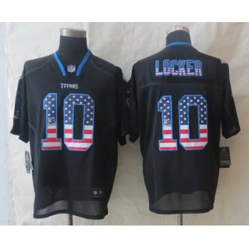 Nike Tennessee Titans #10 Jake Locker 2014 USA Flag Fashion Black Elite Jersey