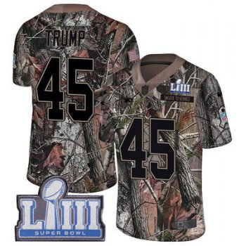 #45 Limited Donald Trump Camo Nike NFL Youth Jersey New England Patriots Rush Realtree Super Bowl LIII Bound