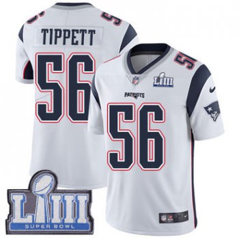 #56 Limited Andre Tippett White Nike NFL Road Youth Jersey New England Patriots Vapor Untouchable Super Bowl LIII Bound