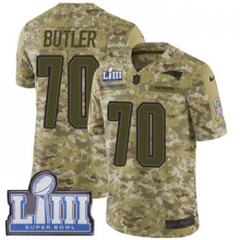 #70 Limited Adam Butler Camo Nike NFL Youth Jersey New England Patriots 2018 Salute to Service Super Bowl LIII Bound