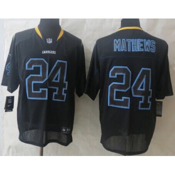 Nike San Diego Chargers #24 Ryan Mathews Lights Out Black Elite Jersey