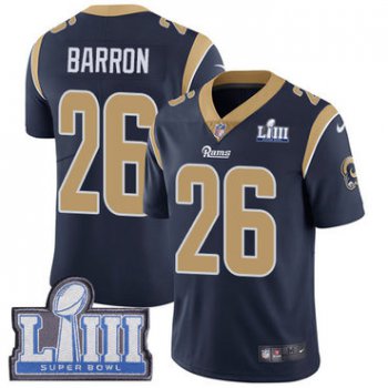 #26 Limited Mark Barron Navy Blue Nike NFL Home Youth Jersey Los Angeles Rams Vapor Untouchable Super Bowl LIII Bound
