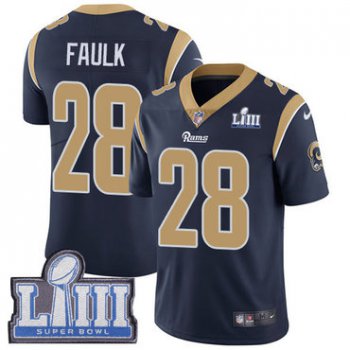 #28 Limited Marshall Faulk Navy Blue Nike NFL Home Youth Jersey Los Angeles Rams Vapor Untouchable Super Bowl LIII Bound
