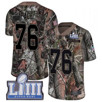 #76 Limited Orlando Pace Camo Nike NFL Youth Jersey Los Angeles Rams Rush Realtree Super Bowl LIII Bound