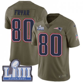 #80 Limited Irving Fryar Olive Nike NFL Youth Jersey New England Patriots 2017 Salute to Service Super Bowl LIII Bound