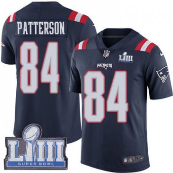 #84 Limited Cordarrelle Patterson Navy Blue Nike NFL Youth Jersey New England Patriots Rush Vapor Untouchable Super Bowl LIII Bound