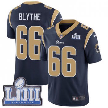 Youth Los Angeles Rams #66 Austin Blythe Navy Blue Nike NFL Home Vapor Untouchable Super Bowl LIII Bound Limited Jersey
