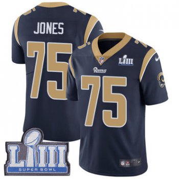 Youth Los Angeles Rams #75 Deacon Jones Navy Blue Nike NFL Home Vapor Untouchable Super Bowl LIII Bound Limited Jersey