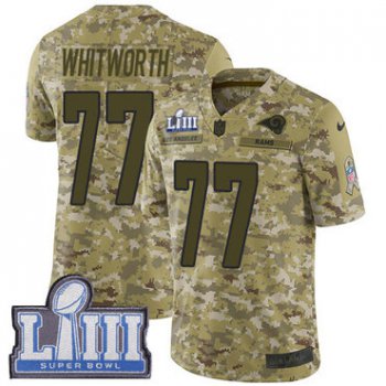 Youth Los Angeles Rams #77 Andrew Whitworth Camo Nike NFL 2018 Salute to Service Super Bowl LIII Bound Limited Jersey