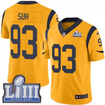 Youth Los Angeles Rams #93 Limited Ndamukong Suh Gold Nike NFL Rush Vapor Untouchable Super Bowl LIII Bound Limited Jersey
