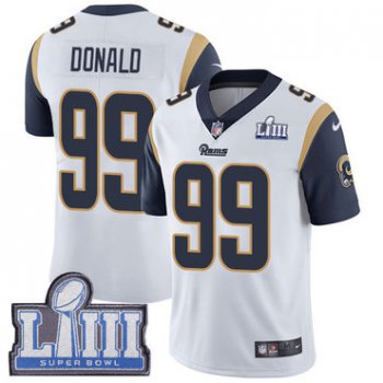 Youth Los Angeles Rams #99 Aaron Donald White Nike NFL Road Vapor Untouchable Super Bowl LIII Bound Limited Jersey