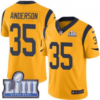 #35 Limited C.J. Anderson Gold Nike NFL Youth Jersey Los Angeles Rams Rush Vapor Untouchable Super Bowl LIII Bound