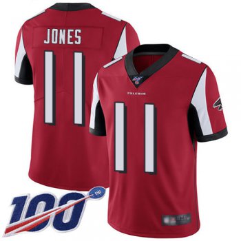 Falcons #11 Julio Jones Red Team Color Men's Stitched Football 100th Season Vapor Limited Jersey